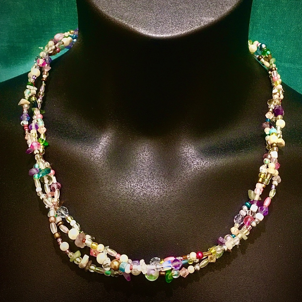 Multi Gemstone Beaded Twist Necklace 💎 NWT